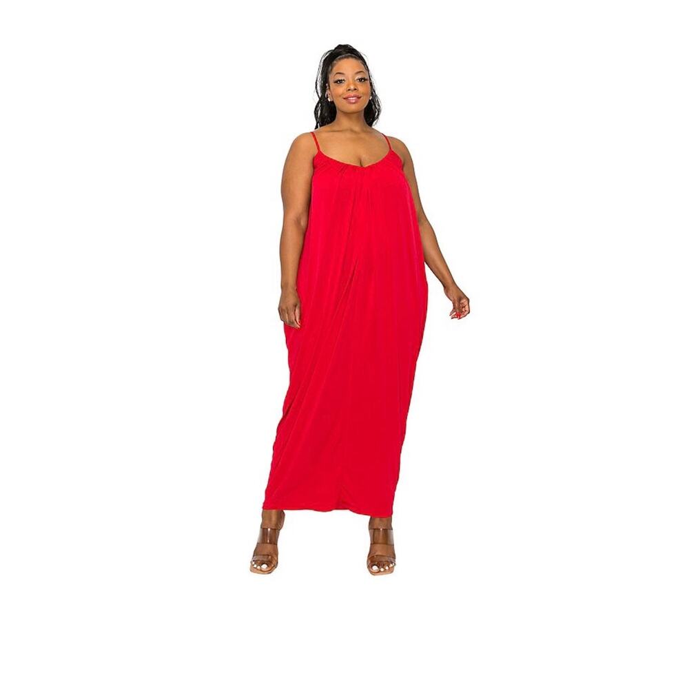 Livd Plus Adora Ruched Spaghetti Strap Dress, XXXL 3XL, Red